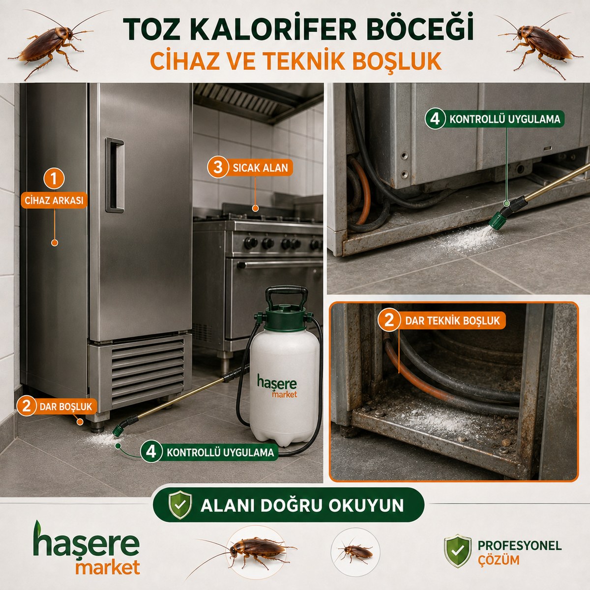 Buzdolabı ve cihaz teknik boşluklarında kalorifer böceği uygulama değerlendirmesi
