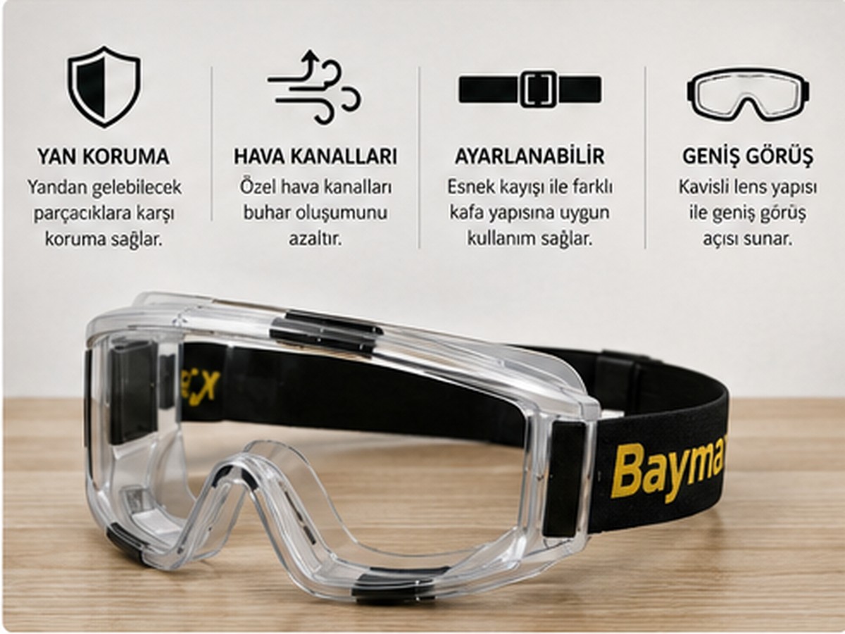 Baymax S-550 Grand koruyucu gözlükte doğru yüz uyumu ve ayar