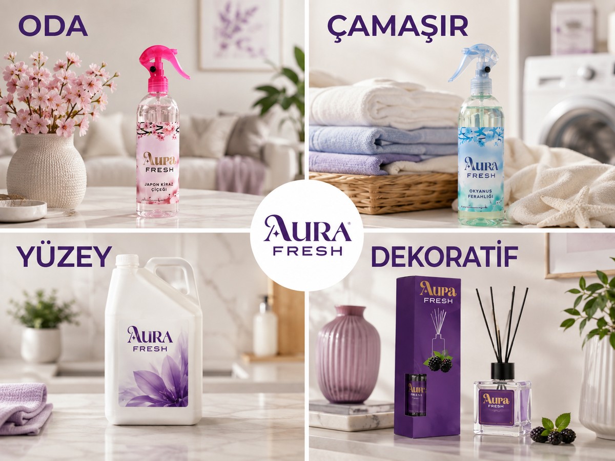 Aura Fresh oda çamaşır yüzey ve dekoratif koku kullanım alanları