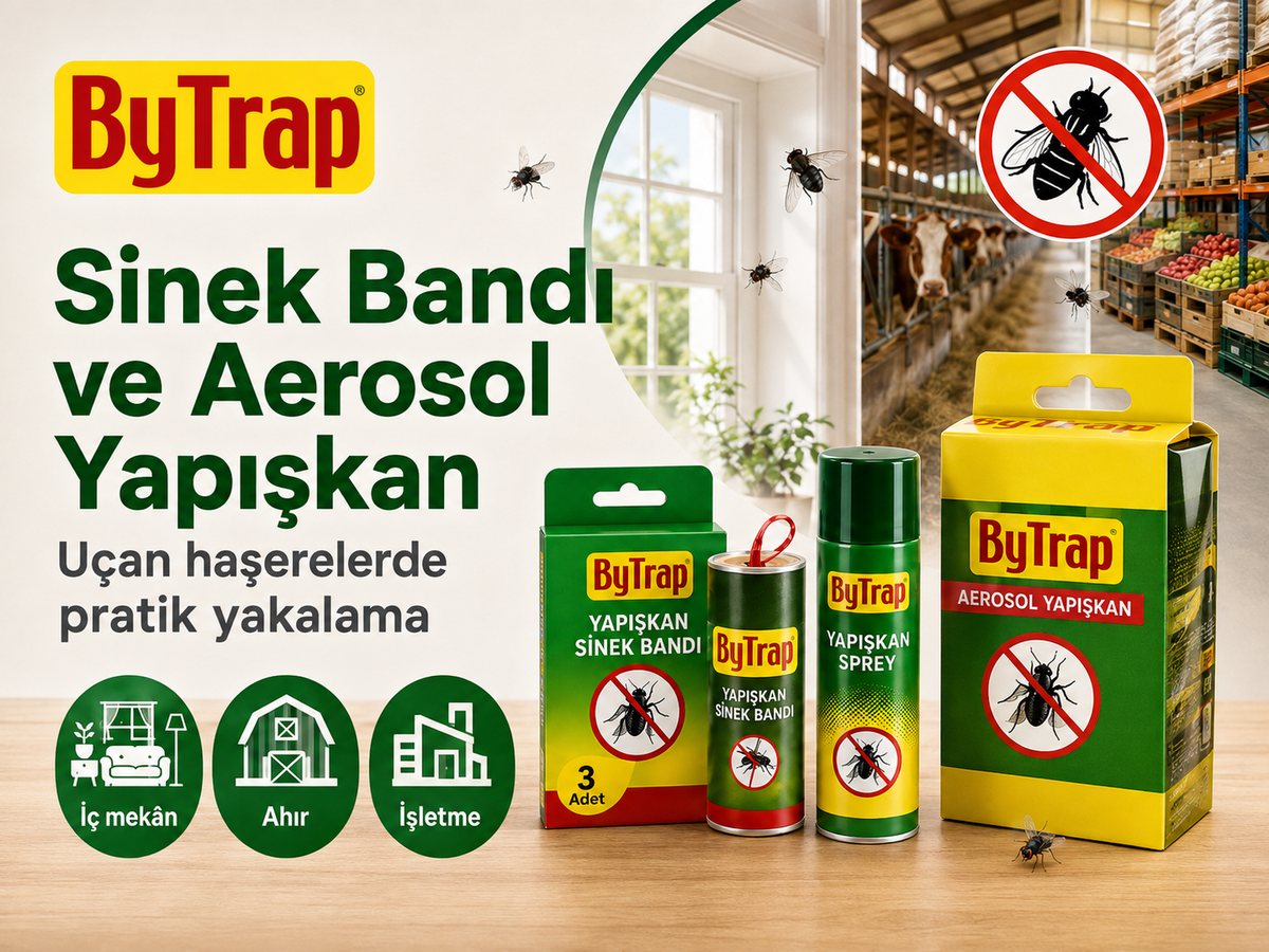ByTrap yapışkan sinek bandı ve aerosol sinek yapışkanı