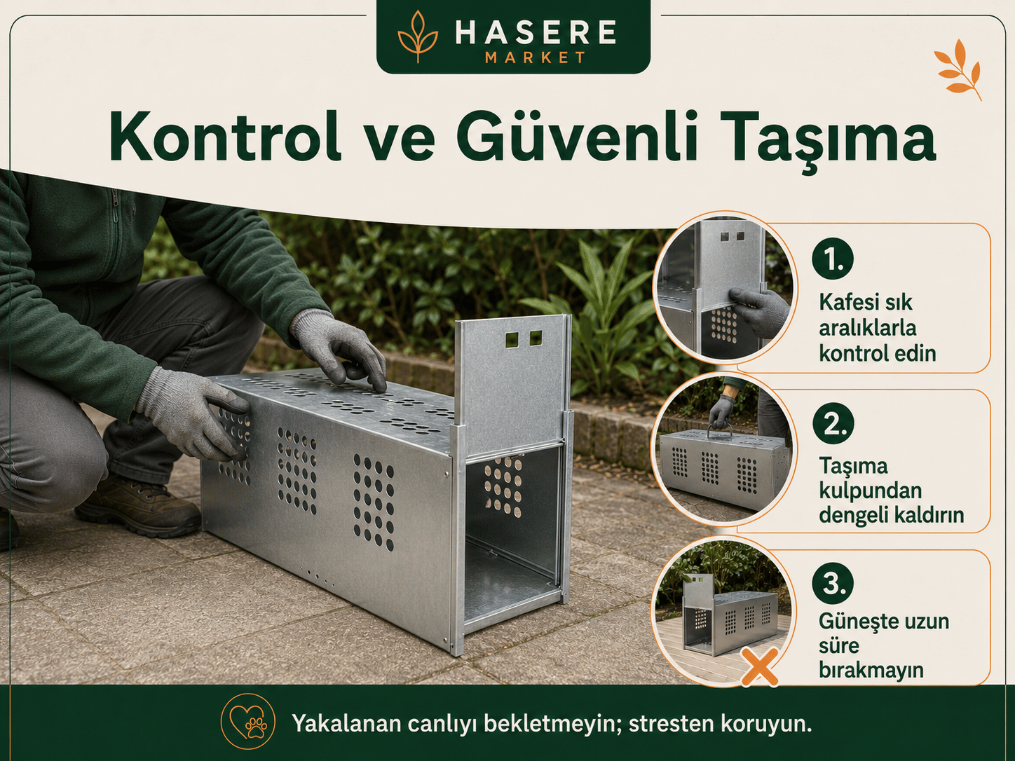 Kontrol ve güvenli taşıma canlı yakalama kafesi