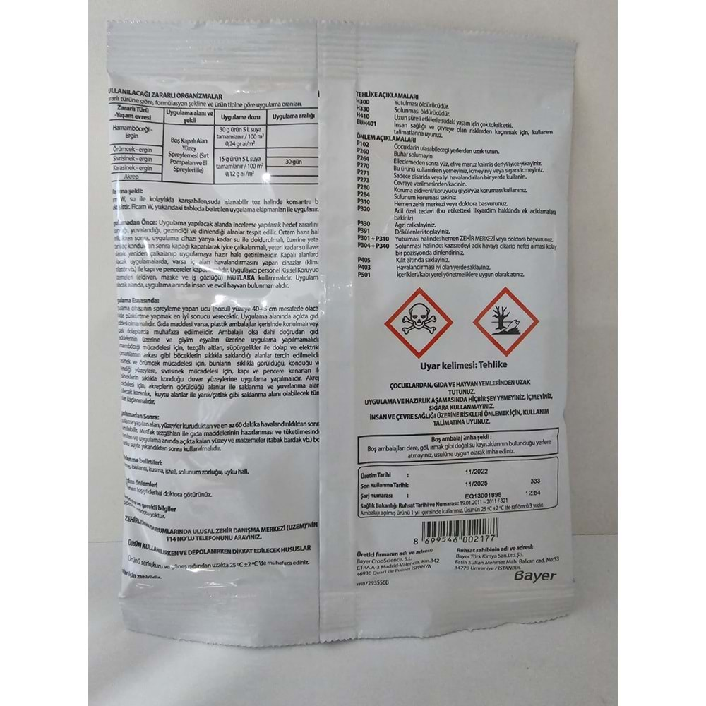 Bayer Ficam WP Haşere Öldürücü | 62,50 Gram