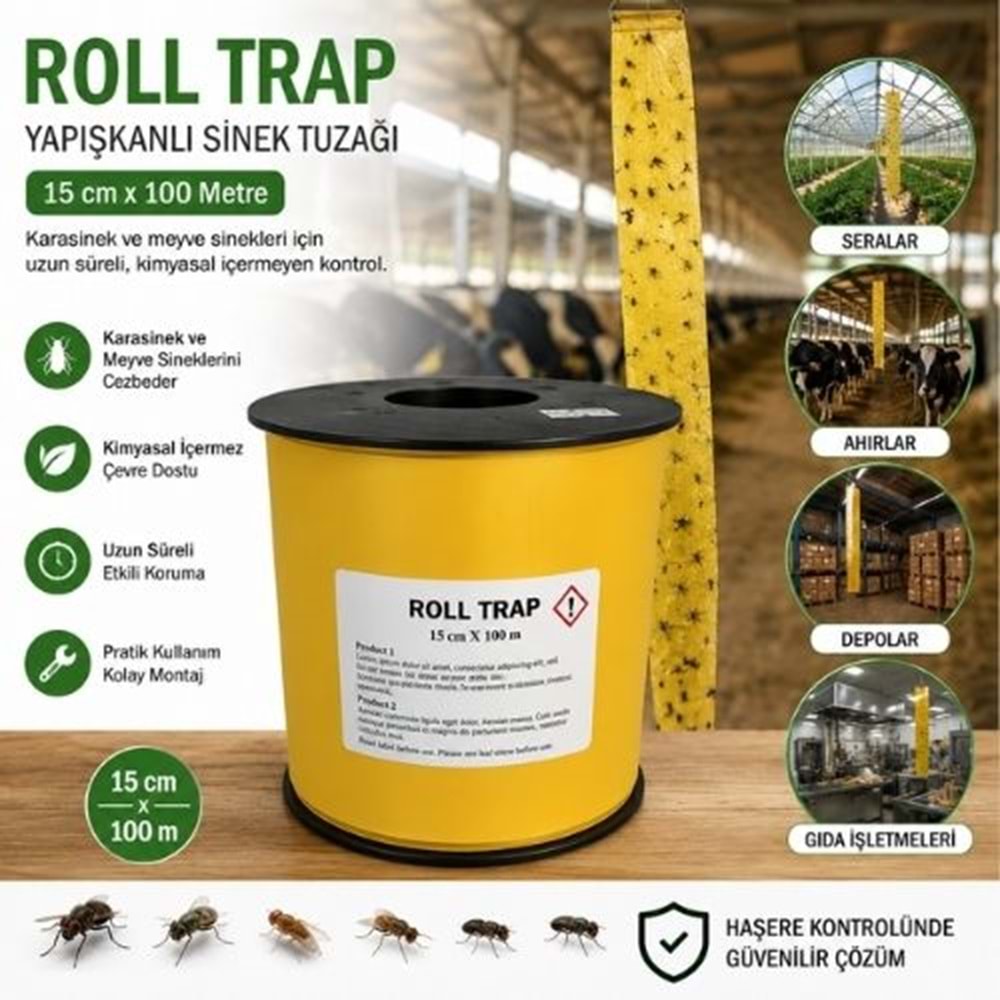Roll Trap Yapışkanlı Sinek Tuzağı | 15 cm x 100 Metre