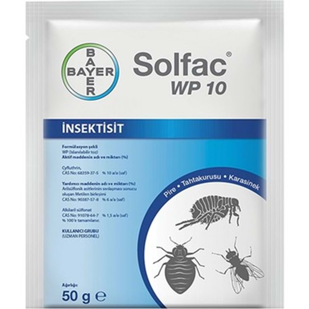 Bayer Solfac WP 10 Toz Haşere Öldürücü | 50 Gram