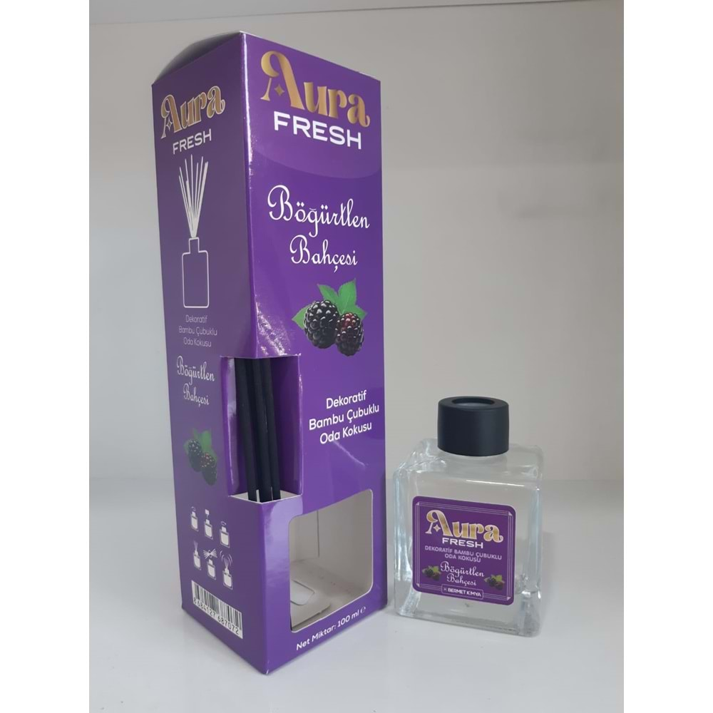 Aura Fresh Bermet Kimya Böğürtlen Bahçesi Bambu Çubuklu Dekoratif Oda Kokusu| 100 Ml