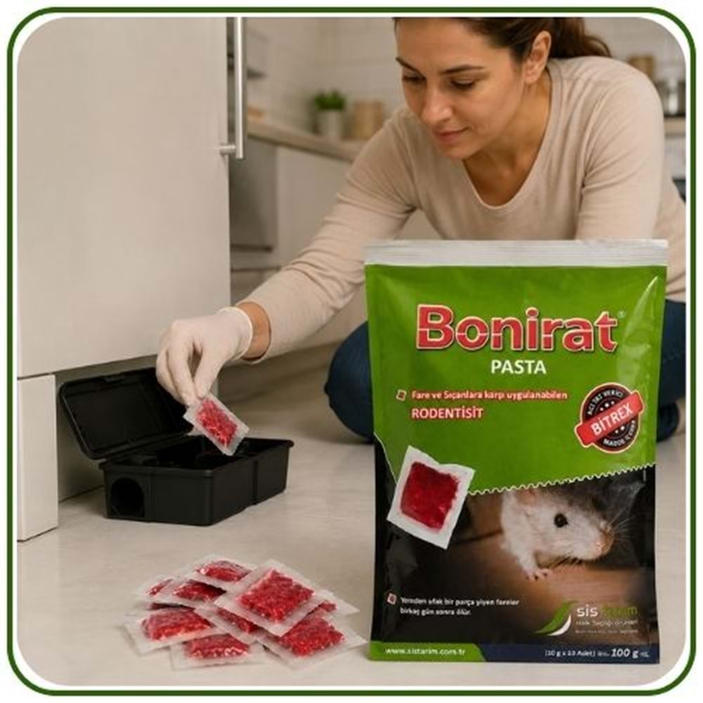 Bonirat Pasta Fare Zehiri Paket | 100 Gr | Bonirat Wax Blok Fare Zehiri Kutu | 100 Gr