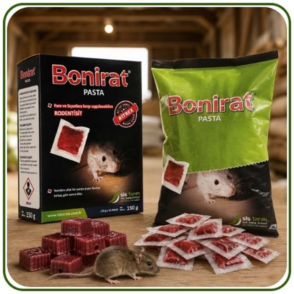 Bonirat Pasta Fare Zehiri Paket | 100 Gr | Bonirat Wax Blok Fare Zehiri Kutu | 100 Gr