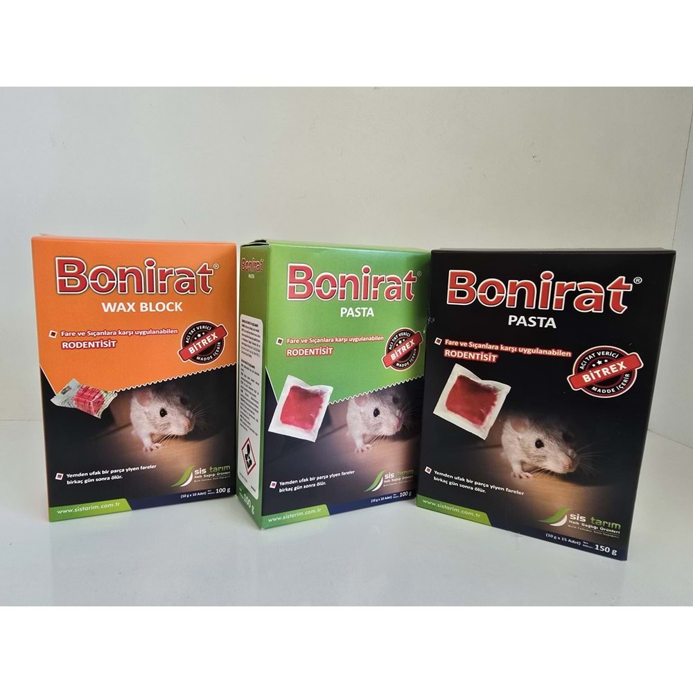 Bonirat Pasta Fare Zehiri Paket | 100 Gr | Bonirat Wax Blok Fare Zehiri Kutu | 100 Gr | Bonirat Pasta Fare Zehiri Kutu |150 Gr