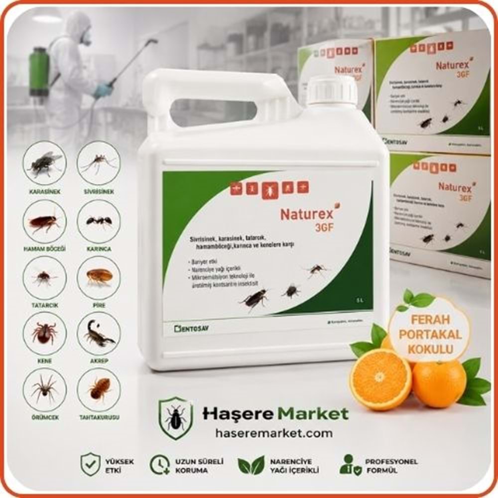 Naturex 3 GF Portakal Kokulu Haşere İlacı | 5 Litre