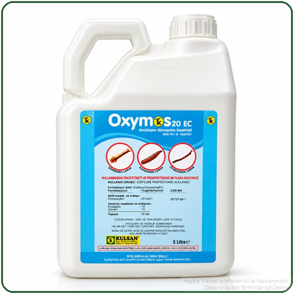 Oxymos 20 EC Larvasit Haşere İlacı | Karasinek | Sivrisinek | 5 Litre