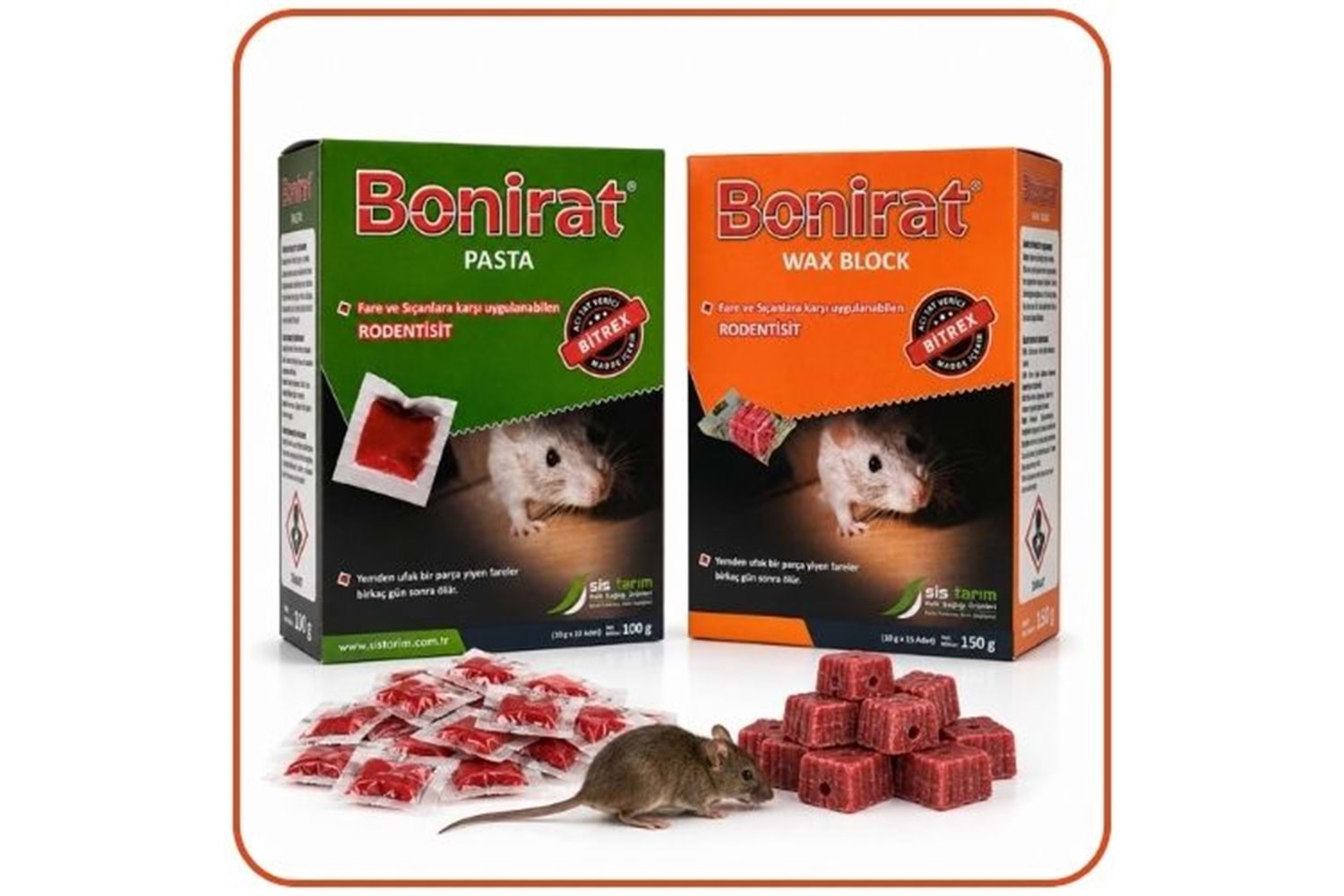 Bonirat Pasta Fare Zehiri Paket | 100 Gr | Bonirat Wax Blok Fare Zehiri Kutu | 100 Gr