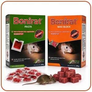 Bonirat Pasta Fare Zehiri Paket | 100 Gr | Bonirat Wax Blok Fare Zehiri Kutu | 100 Gr
