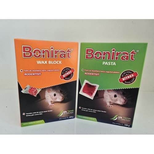 Bonirat Pasta Fare Zehiri Paket | 100 Gr | Bonirat Wax Blok Fare Zehiri Kutu | 100 Gr