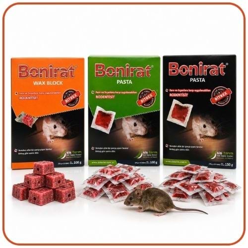 Bonirat Pasta Fare Zehiri Paket | 100 Gr | Bonirat Wax Blok Fare Zehiri Kutu | 100 Gr | Bonirat Pasta Fare Zehiri Kutu |150 Gr