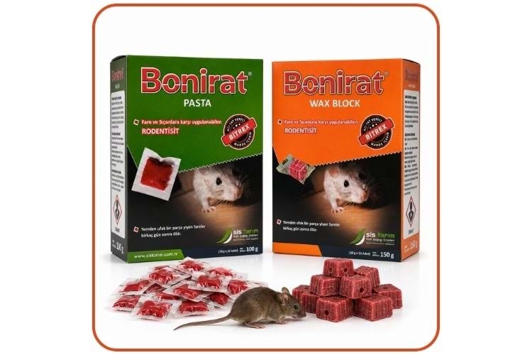 Bonirat Pasta Fare Zehiri Paket | 100 Gr | Bonirat Wax Blok Fare Zehiri Kutu | 100 Gr