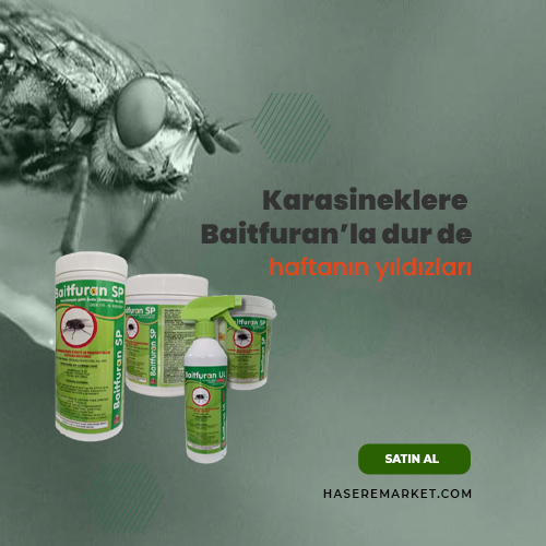 hayvan barınakları ve besin işletmelerinde bulunan karasineklerle mücadele etmek amacıyla geliştirilmiş olan, kullanılma aşamasında karıştırılarak uygulanmaya özgü granüllü toz halinde hazırlanmış bir üründür. | Belediyelerin kullandığı sinek ilacı nedir? | Kara sinek gelmemesi için ne yapmalı? |