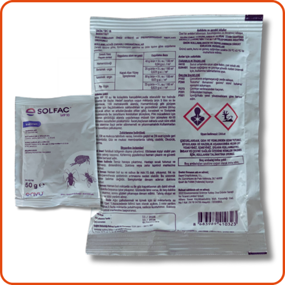Bayer-Envu Solfac WP 10 Toz Haşere Öldürücü | 50 Gram