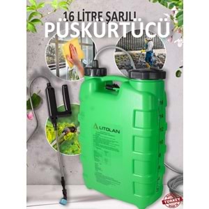 Litolan Akülü-Şarjlı Otomatik Sırt İlaçlama Pompası | 16 Litre