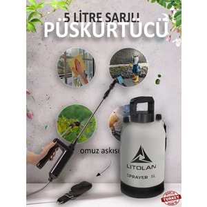 Lıtolan Elektrikli Püskürtücü Şarjlı Otomatik Sırt İlaçlama Pompası |5 Litre