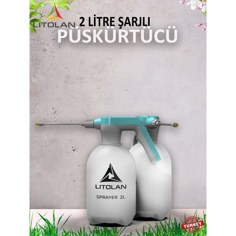 Lıtolan Elektrikli Püskürtücü Şarjlı Otomatik İlaçlama Pompası |2 Litre