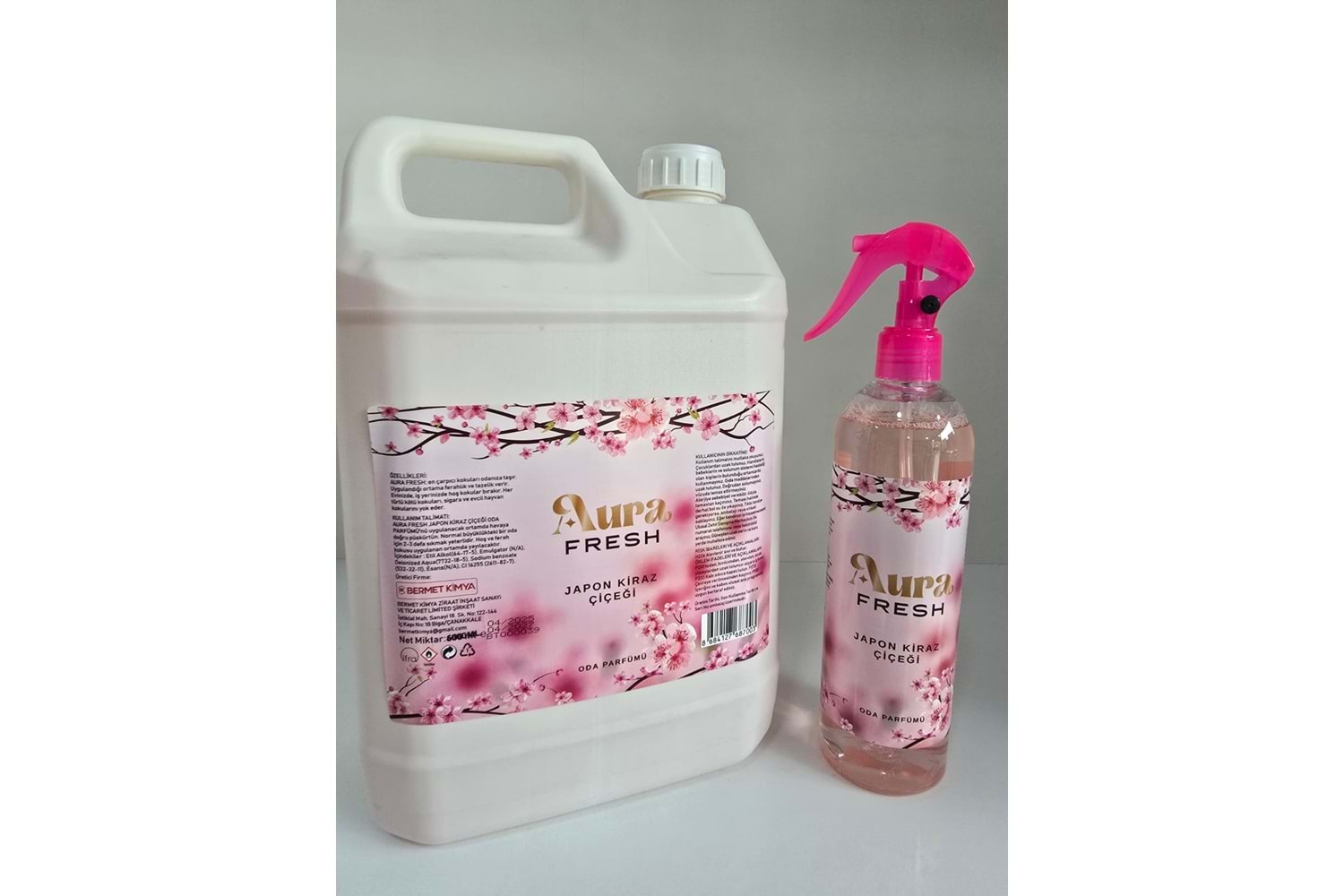 Aura Fresh Bermet Kimya Japon Kiraz Çiçeği Oda Spreyi | 5 Litre+Aura Fresh Bermet Kimya Japon Kiraz Çiçeği Oda Spreyi | 400 Ml
