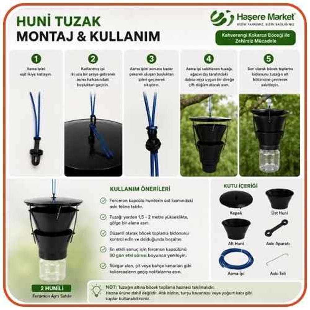 Kahverengi Kokarca Böceği Tuzağı | 2 Hunili | Feromon Ayrı Satılır
