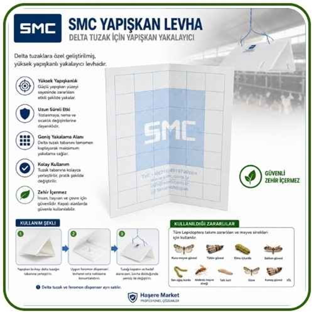 SMC Delta Tuzaklar İçin Yapışkan Tabla | Feromon ve Delta Tuzak Ayrı Satılır