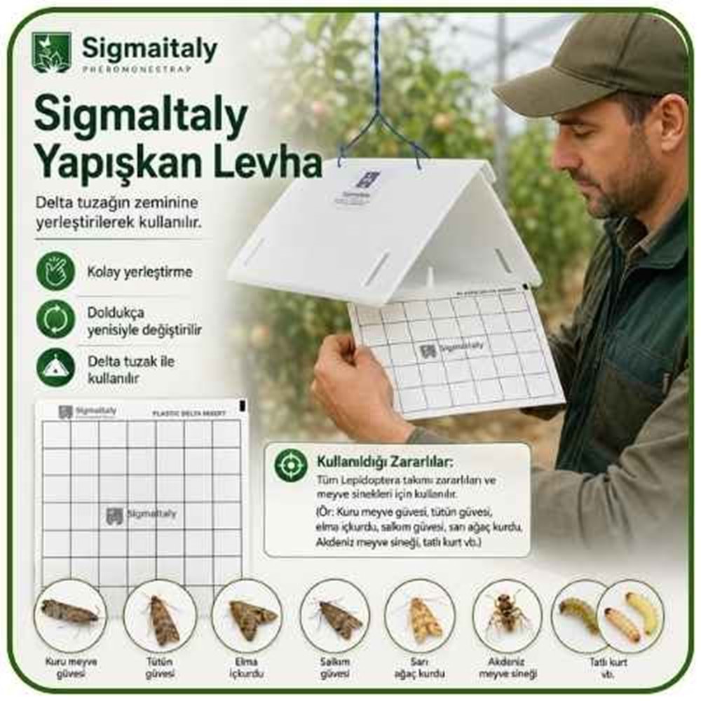 Sigmaitaly Delta Tuzaklar İçin Yapışkan Tabla | Feromon ve Delta Tuzak Ayrı Satılır